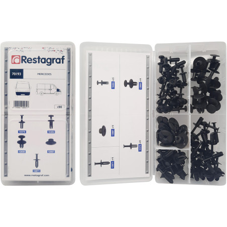 SORTIMENTKASTEN MIT STOßSTANGEN- UND KOTFLÜGELCLIPS FÜR MERCEDES-VAN-TYP