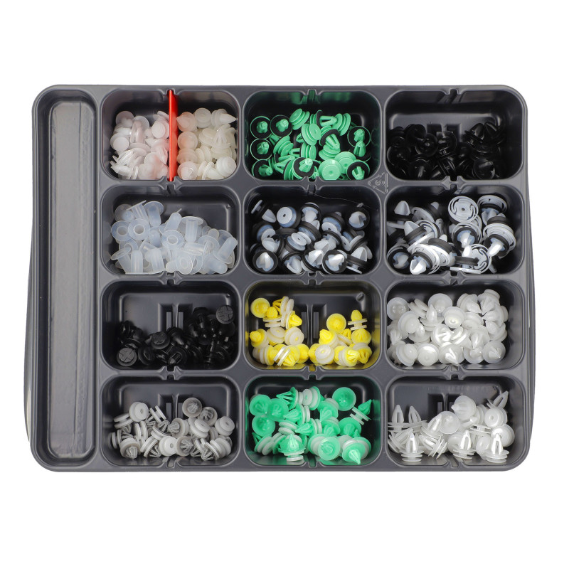 ASSORTMENT TRAY OF DOOR PANEL TRIM CLIPS RENAULT TYPE