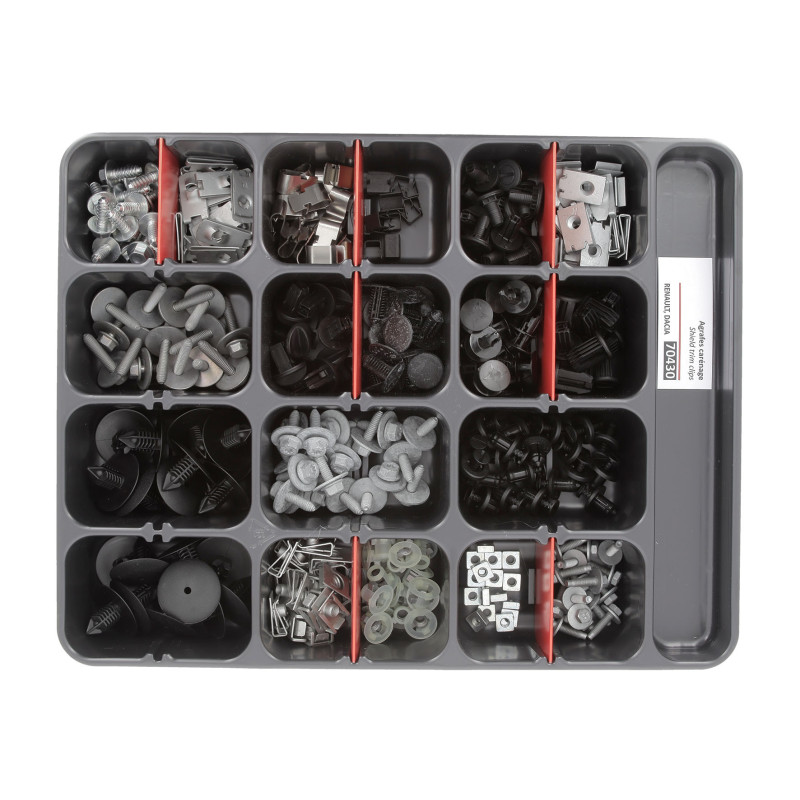 ASSORTMENT TRAY OF ENGINE UNDERCOVERING MUDGUARD FASTENERS DACIA-RENAULT TYPE