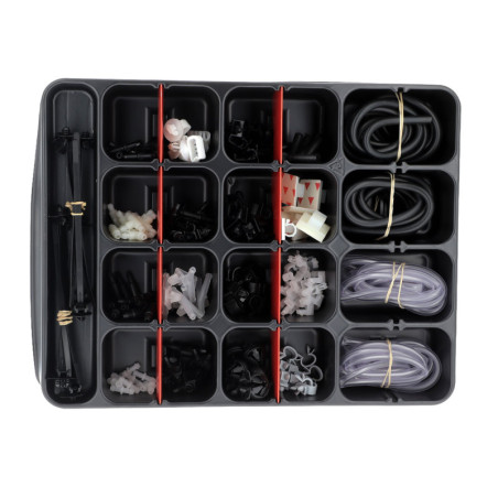 ASSORTMENT TRAY OF FITTINGS AND WINDSCREEN WASHER PIPES