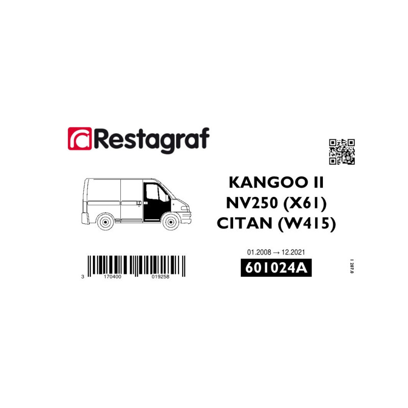 Kit de Fixations pour portes AV KANGOO II 01.2008 → 03.2022 / NV250 12.2019→ 12.2021 / CITAN W415 02.2013 → 12.2021