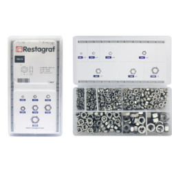 MINI-COFFRET D'ASSORTIMENT D' ÉCROUS HEXAGONAUX INOX A4 M3-0.50 → M12-1.75 DIN 934