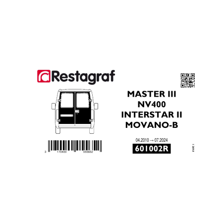 Kit de Fixations pour portes AR MASTER III 04.2010 →  /NV400 / INTERSTAR II 04.2010 → / MOVANO-B 04.2010 → 07.2024