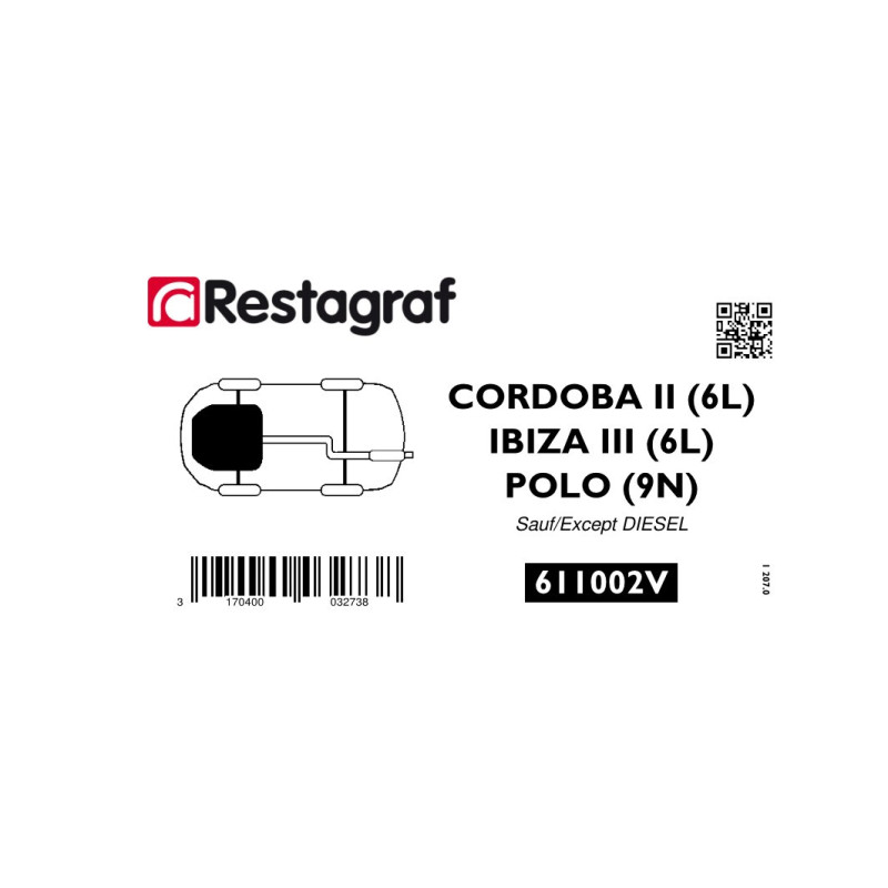 Bevestigingsset voor   motorverkleding (onder)benzinemotor CORDOBA/IBIZA (6L) / POLO (9N)