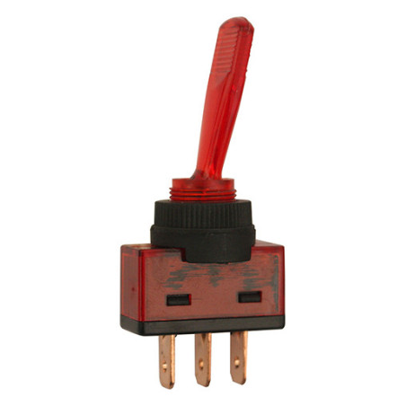 INTERRUPTEUR À LEVIER Ø 12 mm 12V - 20A / 3 BROCHES LUMINEUX ROUGE