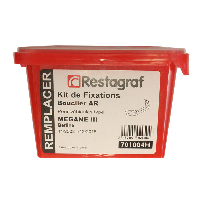 Kit met bevestigingsmateriaal voor Achterbumper MEGANE III Fase 1-2-3 11.2008 → 12.2015