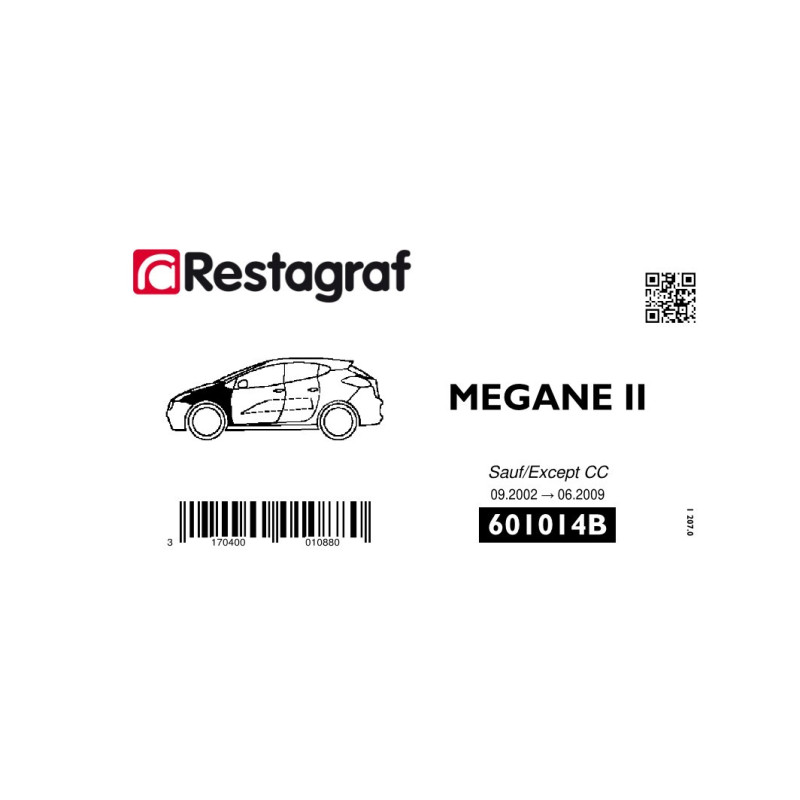 Fasteners kit for front fender MEGANE II All versions except Convertible 10.2002 → 06.2009