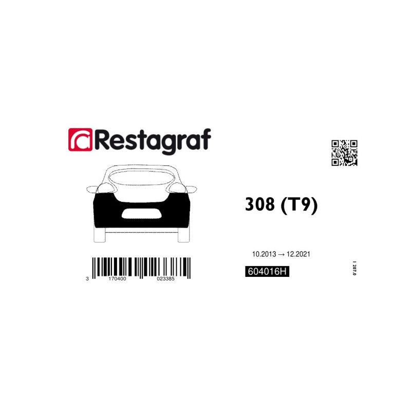 Fasteners kit for rear bumper 308 (T9) All versions 10.2013 → 12.2021